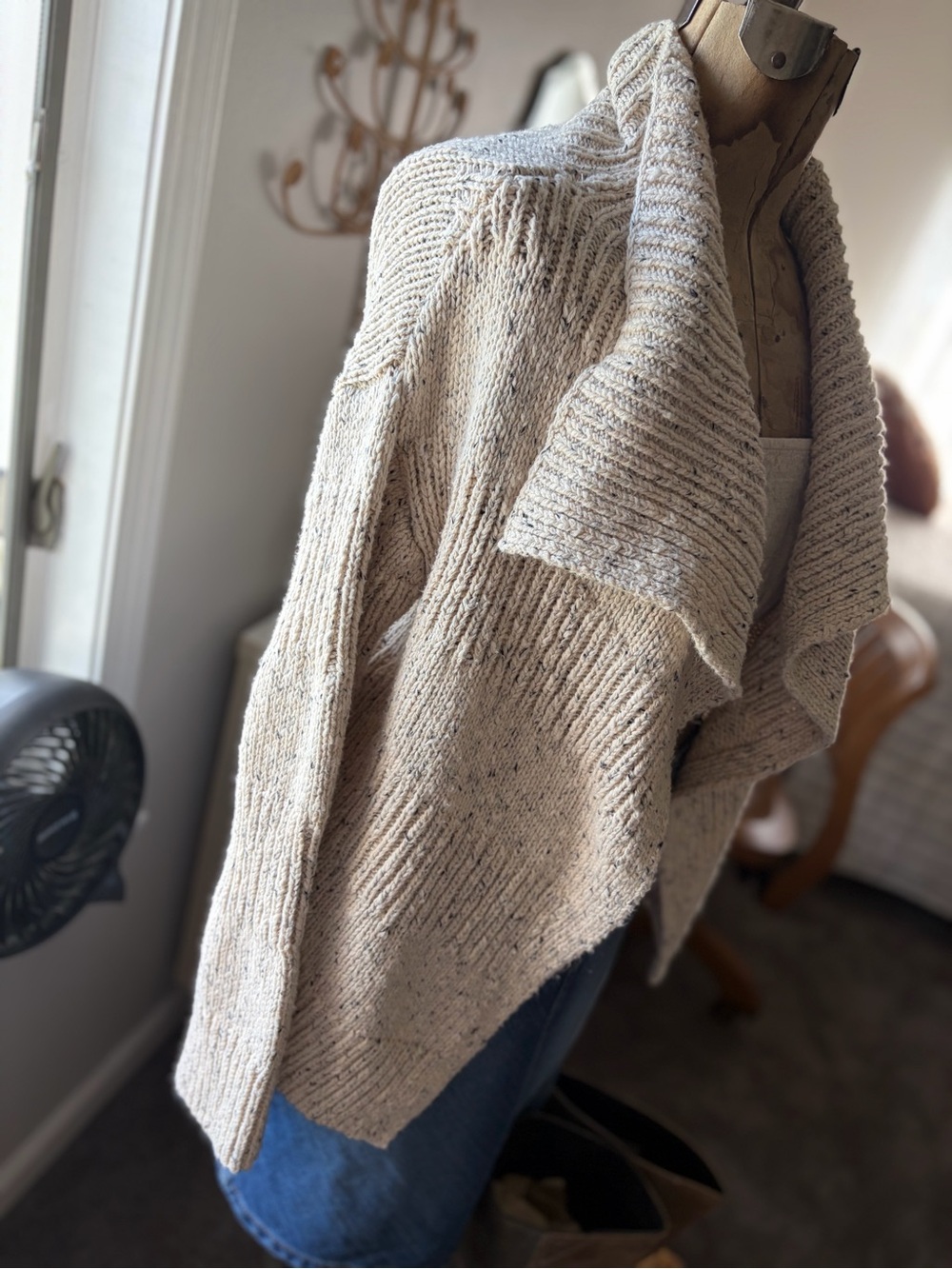 NIC+ZOE Cozy Open-Front Shawl Collar Cardigan - Oatmeal - Picture 3 of 11